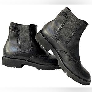 GEOX AMPHIBIOX Black Leather Chelsea Brogue Boots